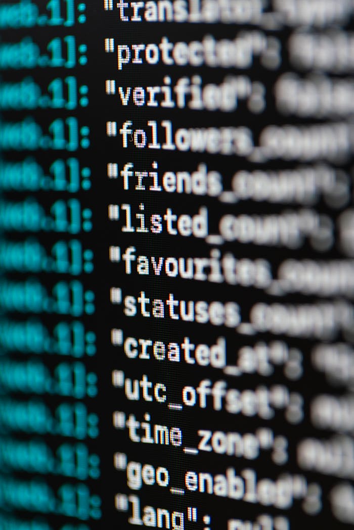 services-04 Extreme close-up of computer code displaying various programming terms and elements.